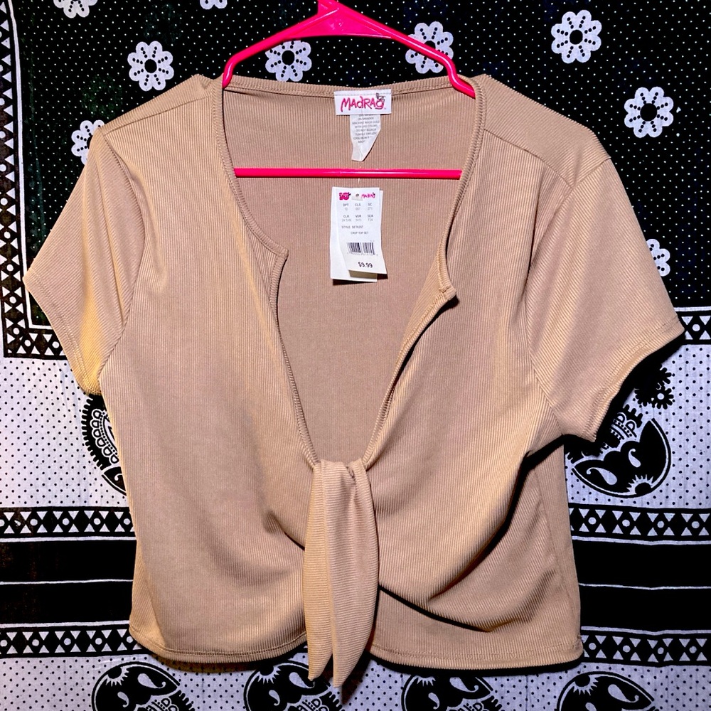 Extra large mad rag blouse / crop top tan brand new tags
